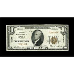 Baird, TX - $10 1929 Ty. 1 The First NB Ch. # 3286Only Baird, TX