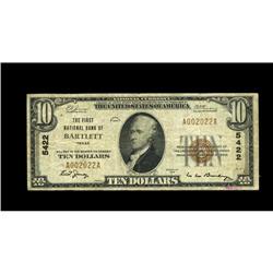 Bartlett, TX - $10 1929 Ty. 1 The First NB Ch. # 5422A Bartlett, TX