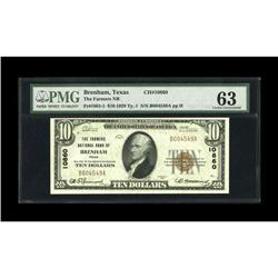 Brenham, TX - $10 1929 Ty. 1 The Farmers NB Brenham, TX