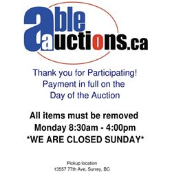 ALL ITEMS MUST BE REMOVED BY MONDAY 4:00PM