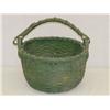 Image 1 : 8" ROUND GREEN PAINTED SPLINT BASKET W/