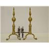 Image 1 : PR. BRASS STEEPLE TOP ANDIRONS W/ BALL 