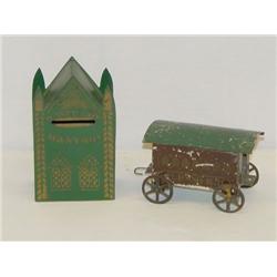 4 1/4" PAINTED TIN BUILDING FORM PENNY
