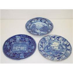 LOT (3) DARK BLUE STAFFORDSHIRE TABLE I