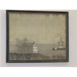 19TH CENT. SANDPAPER DRAWING ON PAPER O