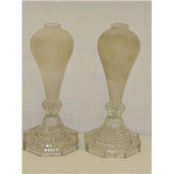 PR. 9 1/2" EARLY FLINT GLASS FLUID LAMP
