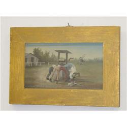 FRAMED LATE 19TH CENT. OIL ON ARTIST BO