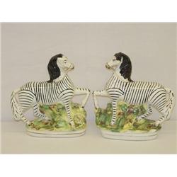 PR. 9" VICTORIAN STAFFORDSHIRE ZEBRAS W