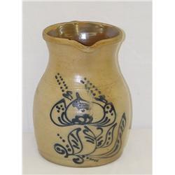 8" DECORATED STONEWARE PITCHER W/ LARGE
