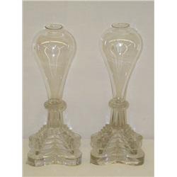 PR. 10 1/2" SANDWICH GLASS OIL LAMPS-CL
