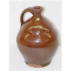 9" NEW ENGLAND REDWARE PEAR SHAPED JUG 