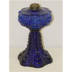 8" COBALT PATTERN GLASS FLUID LAMP-DRAP