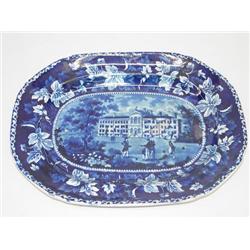 14 1/2" BLUE STAFFORDSHIRE AMERICAN HIS