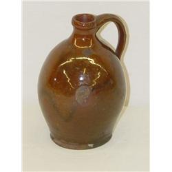 6" NEW ENGLAND REDWARE PEAR FORM JUG - 