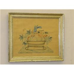 19TH CENT. WATERCOLOR THEORUM BASKET OF