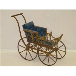 VICTORIAN WICKER DOLL STROLLER W/ BENTW