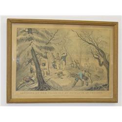 FRAMED N. CURRIER LITHO "LANDING OF THE