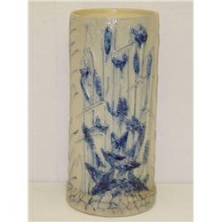 20 1/2" BLUE & WHITE STONEWARE UMBRELLA