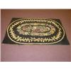 Image 1 : FLORAL HOOKED RUG W/ BLACK BACKGROUND W