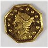 Image 1 : CALIFORNIA TERRITORIAL GOLD OCTAGON .25 1870