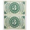 Image 2 : THREE CENT FR1227 VERTICAL LINE PAIR.