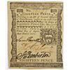 Image 1 : 1772 PENNSYLVANIA 18 PENCE NOTE