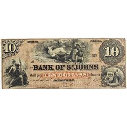 SCARCE BANK OF ST JOHNS $10 NOTES