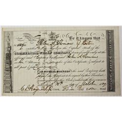 1887 STOCK CERTIFICATE COMMERCIAL WHARF CO. BOSTON