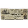 Image 1 : SCARCE AGAWAM BANK $2 1863 INDIAN VIGNETTE