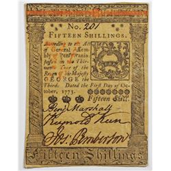 1773 15 SHILLINGS