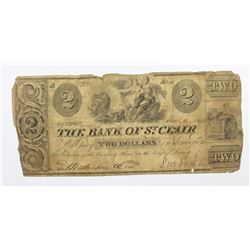 1840 $2 BANK OF ST. CLAIR, MICHIGAN