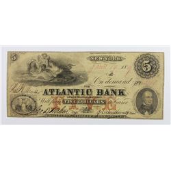 ATLANTIC BANK NEW YORK $5 1859