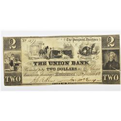 1858 $2 UNION BANKD BRUNSWICK, MAINE