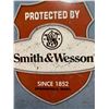 Image 2 : Protected by Smith and Wesson Sign. Reproduction Tin Sign 13' h x 16' w