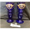 Image 2 : A Superb Pair of Vintage Cobalt Blue Glass Vases with a Normal Decoration. Circa 1880