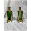 Image 1 : A Pair of Musical Brass and Glass Decanters