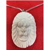 Image 2 : Silver Necklace with a  Bone Lionhead Pendant