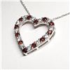Image 2 : Silver Natural Garnet Cubic Zirconia Heart Shaped Pendant With Chain Necklace (~length 18"cm), Sugge