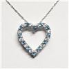 Image 1 : Silver Blue Topaz Cubic Zirconia Heart Shaped Pendant With Chain Necklace (~length 18"cm), Suggested