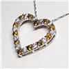 Image 2 : Silver Natural Citrine Cubic Zirconia Heart Shaped Pendant With Chain Necklace (~length 18"cm), Sugg