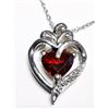 Image 1 : Silver Created Ruby Heart Shaped Pendant With Chain Necklace (~length 18"cm), Suggested Retail Value