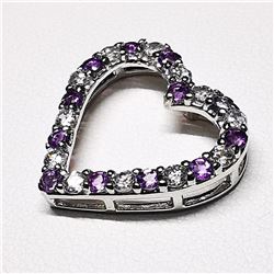 Silver Natural Amethyst Cubic Zirconia Pendant, Suggested Retail Value $80