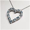 Image 2 : Silver Blue Topaz Cubic Zirconia Heart Shaped Pendant With Chain Necklace (~length 18"cm), Suggested