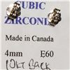 Image 4 : 14K White Gold Cubic Zirconia (4Mm) (0.46Gm) 10Kt Backs Earrings, Made in Canada, Suggested Retail V