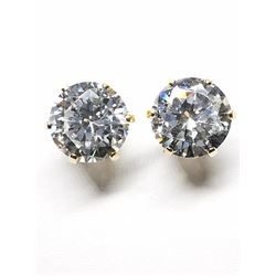 10K Yellow Gold Cubic Zirconia (6.5Mm) Earrings, Made in Canada, Suggested Retail Value $240