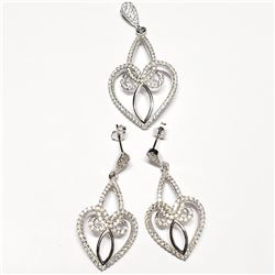 Silver Cubic Zirconia (7.45Gm) Set Of Pendant And Earring, Suggested Retail Value $160