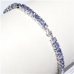 Silver Natural Tanzanite(3.9ct) (8.8Gm, 7.5") Bracelet, Appraised Retail $800