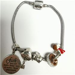 Silver Pandora Style (25Gm~) Bracelet (~Size (7"-8")), Suggested Retail Value $500