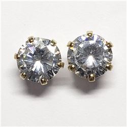 10 and 14K Yellow Gold Cubic Zirconia (5Mm~) Silicone Stud Back Earrings, Suggested Retail Value $20