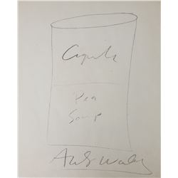 Signed Andy Warhol Campbell’s Pea Soup Sketch